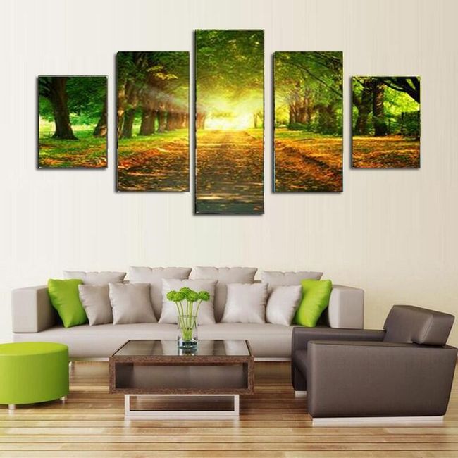 Комплект картини със слънчев пейзаж - 5 броя 1