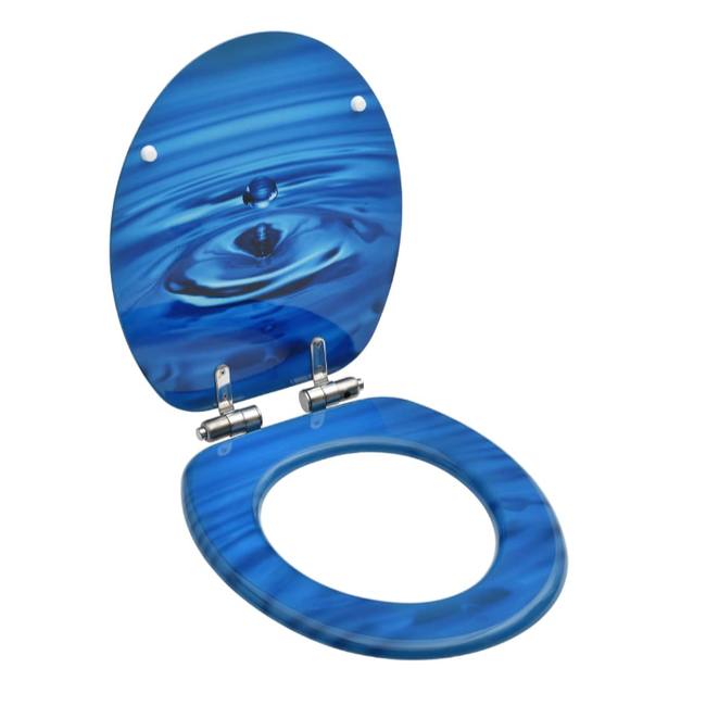 Scaun de toaletă cu funcție de pliere lentă MDF picătură de apă albastră ZO_155720-A 1