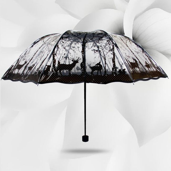 Składany przezroczysty parasol z różnymi motywami - 4 warianty 1