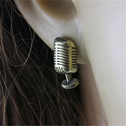 Náušnice s mini retro mikrofonem