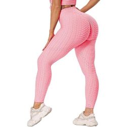 Női anti-cellulit leggings Gym Waffle, neon rózsaszín, XS - XXL méretek: ZO_256048-S