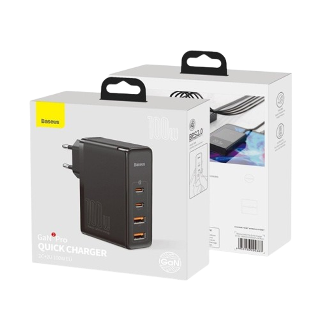 GaN2 Pro Szybka ładowarka 2x USB i 2x USB - C 100 W - Czarna ZO_XDMGV-7952 1