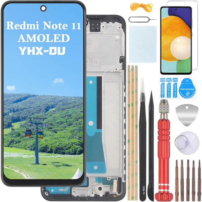 6,43" črn+Rehmen AMOLED zaslon za Xiaomi Redmi Note 11 2201117TG 2201117TY LCD zaslon, zaslon na dotik, nadomestni sklop stekla zaslona z orodjem+1 kos zaščitne folije ZO_BEL1900141 1