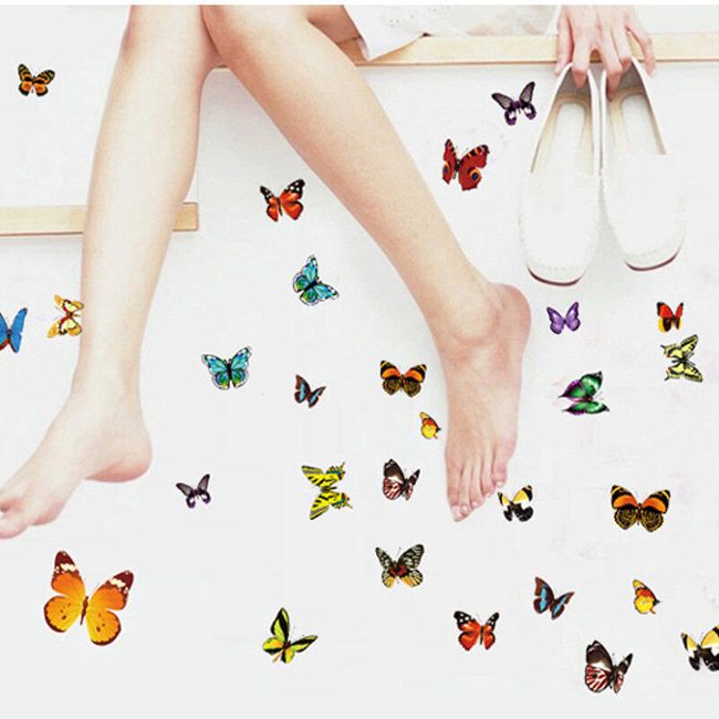 Barevní samolepící motýlci na zeď - 81 kusů 1