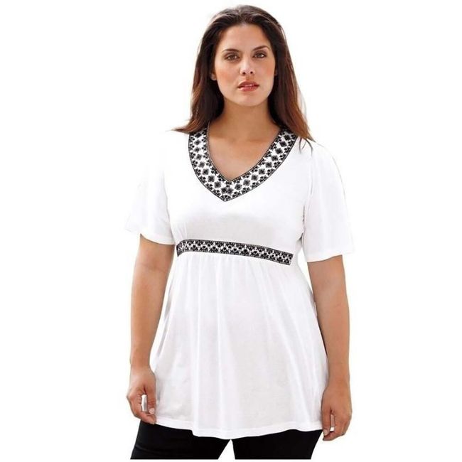 Tricou cu mânecă scurtă pentru femei, mărimea mare - 4 culori 1