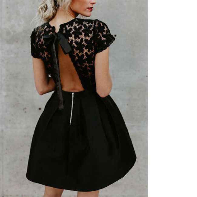 Dámske šaty s odhaleným chrbtom v čiernej farbe - 4 veľkosti 1