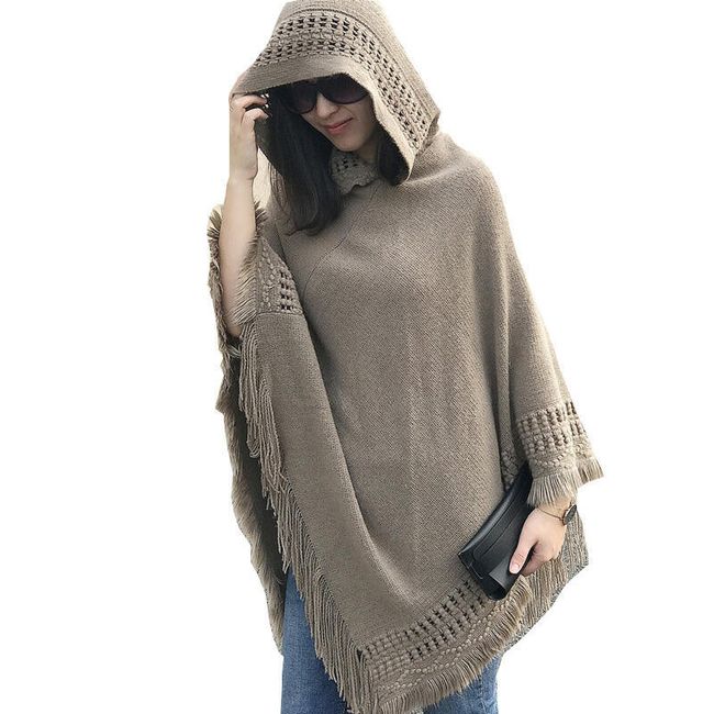 Poncho tricotat cu franjuri - 9 culori 1