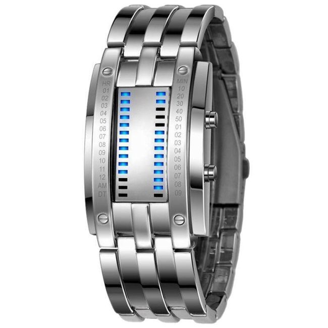 Бинарен часовник за мъже в метален дизайн - 2 цвята 1