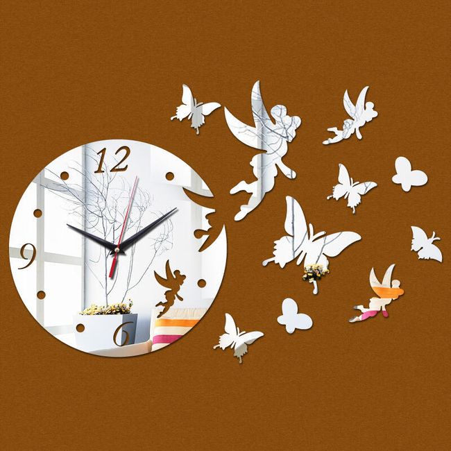 Zegar lustrzany z wróżką i motylami- 3 kolory 1