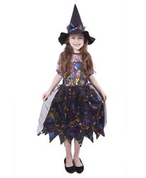 Dětský kostým čarodějnice barevná/Halloween (M) RZ_841918