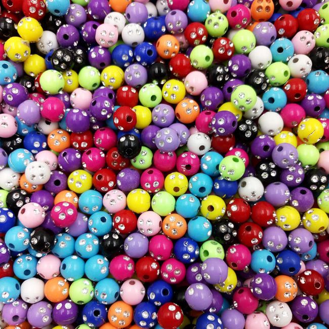Kolorowe koraliki z kryształkami - 100 sztuk 1