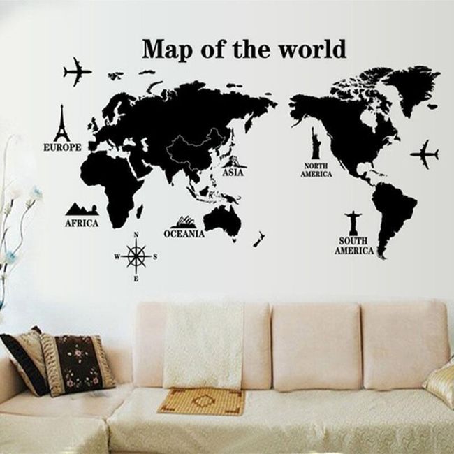 Samolepka na zeď - Mapa celého světa 1
