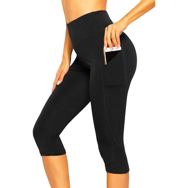 Női 3/4-es sport leggings két zsebbel, fekete, XS - XXL méretben: ZO_25db2fb8-f9dc-11ee-ad1e-aa0256134491 1