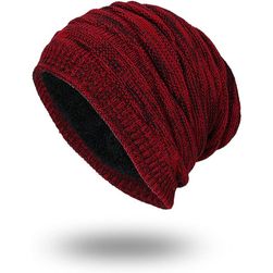 Pălărie tricotată de iarnă pentru bărbați cu căptușeală interioară din lână, Culoare: ZO_204263-CER