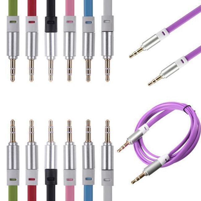 Plochý propojovací kabel s 3,5 mm audio jack konektory - 7 barev 1