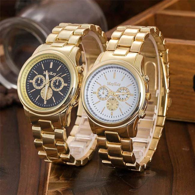 Pánské luxusní hodinky ve zlaté barvě - 2 druhy ciferníku 1