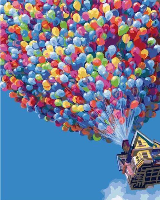 DIY obraz podle čísel - dům na baloncích 1