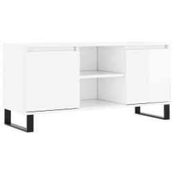 Телевизионен шкаф бял с висок гланц 104x35x50 cm композитна дървесина ZO_827022-A