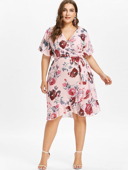 Ženska plus size haljina sa cvijećem 1