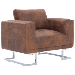 Četvrtasta fotelja smeđa umjetna koža ZO_282153-A