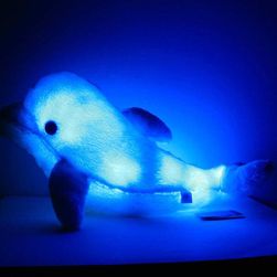 Pernă pufoasă cu lumină LED - Delfin -culoare albastră