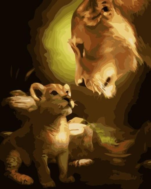 DIY obraz - lvíče s lvicí 1