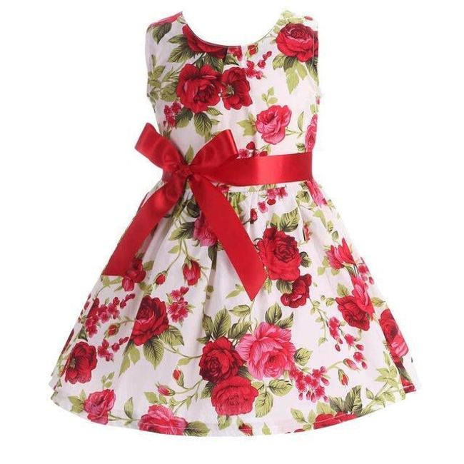 Kwiatowa sukienka  z kokardą dla dziewczynek - 7 wariantów 1