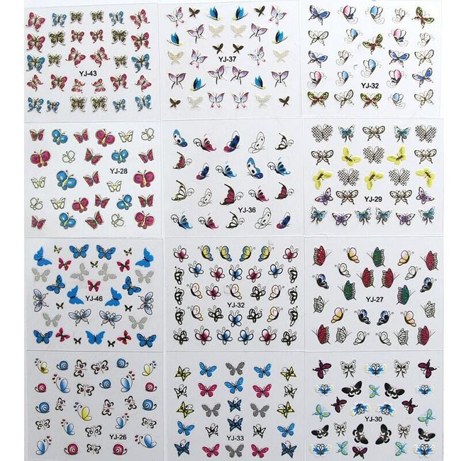 Nálepky na nehty s motýly - 24 kusů 1