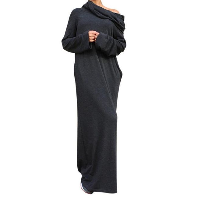 Pohodlné dámské maxi šaty s kápí - 3 barvy 1