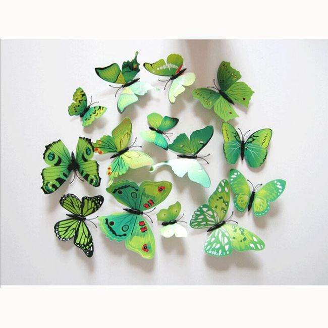 Zelene 3D leptiri nalepnice na zid 1