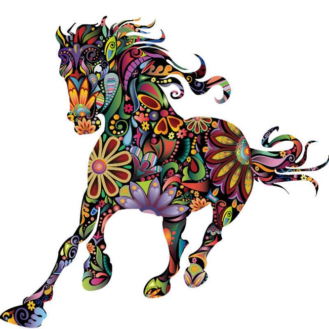 Nálepka - farebné kôň 1