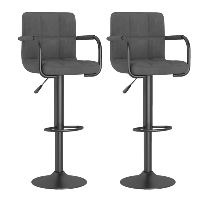 Barové židle 2 ks tmavě šedé samet ZO_334660-A 1