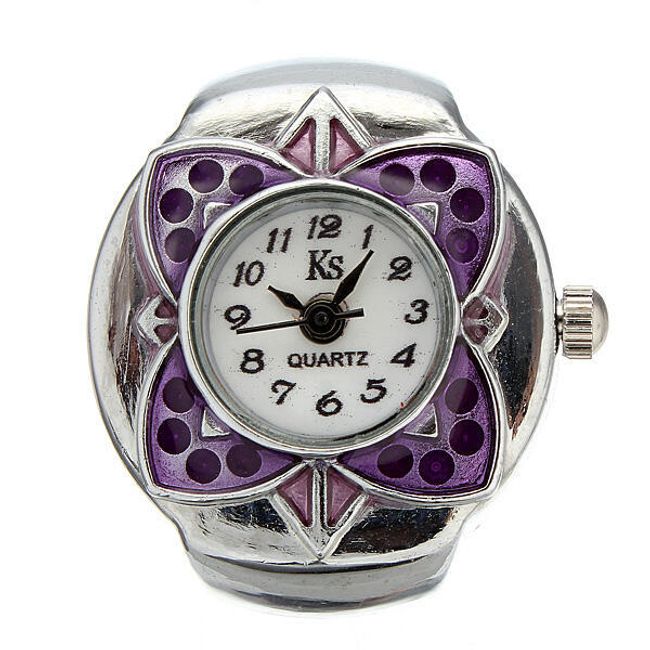 Prstýnkové hodinky s fialovým zdobením 1