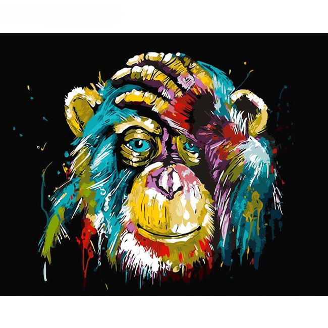 Pictură după numere - cimpanzeu colorat 1