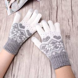 Damskie zimowe rękawiczki - płatki śniegu