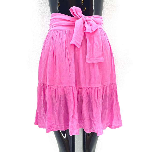 Dámská sukně s textilním páskem na zavazování - růžová, Velikosti XS - XXL: ZO_475a3888-2511-11ed-9485-0cc47a6c9c84 1