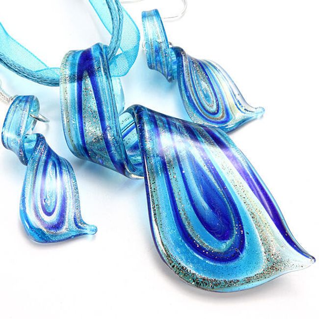Sada šperků ve tvaru spirály - modrá 1