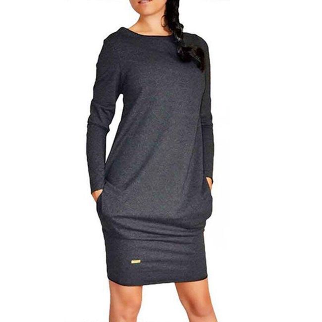 Jednostavna ženska haljina dugih rukava - 3 boje 1