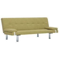 Разтегателен диван с 2 възглавници зелен полиестер ZO_282188
