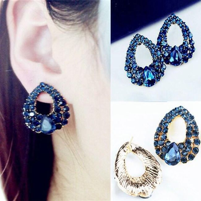 Divatos fülbevalók kék kristályokkal 1