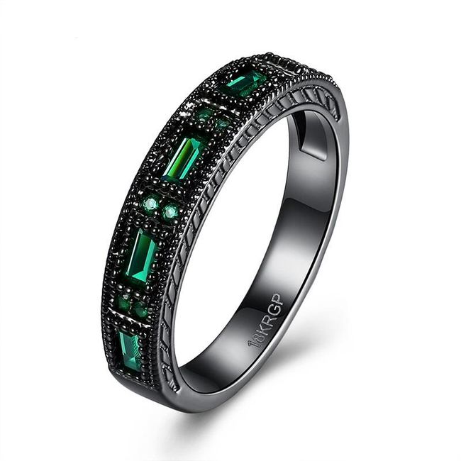 Ženski prsten sa zelenim kamenčićima 1