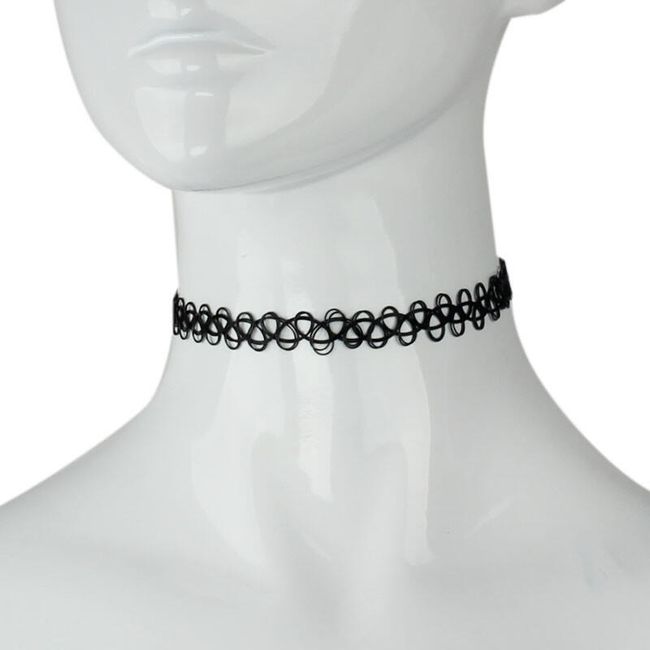 Černý choker náhrdelník - 90. léta 1