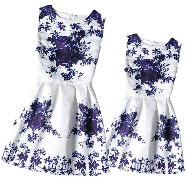 Obleka s cvetličnim vzorcem - za mamo in hčerko - 2 barvi 1