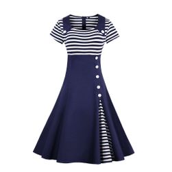 Mornarska retro haljina - 3 boje
