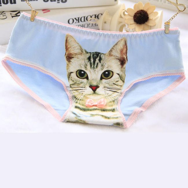 Dámské kalhotky s kočičkou a mašličkou - 10 barev 1