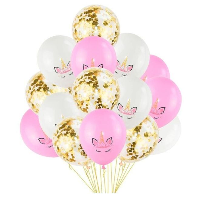 1 zestaw balonów urodzinowych jednorożec SS_32998374835-15pcs P 1