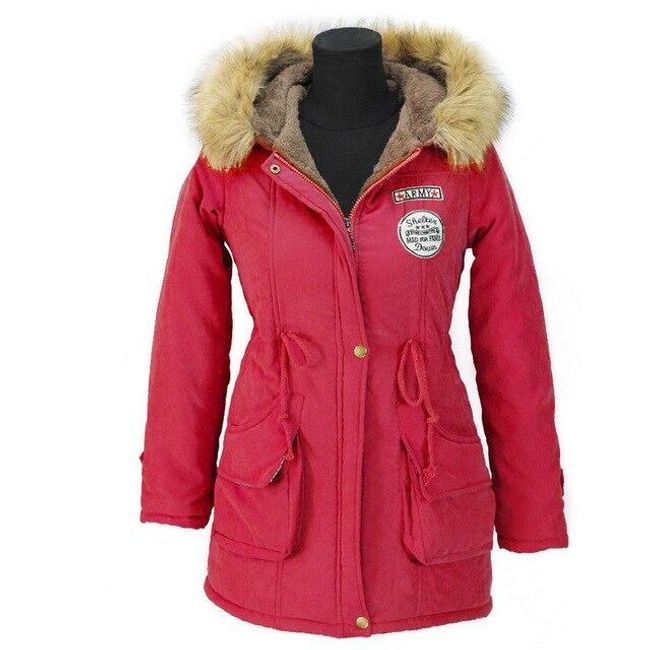 Jachetă de damă cu blană - Roșu - mărimea 6 1