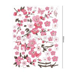 Autocolant de perete cu motive de flori roz