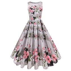 Sukienka w kwiaty w stylu retro - lata 50.