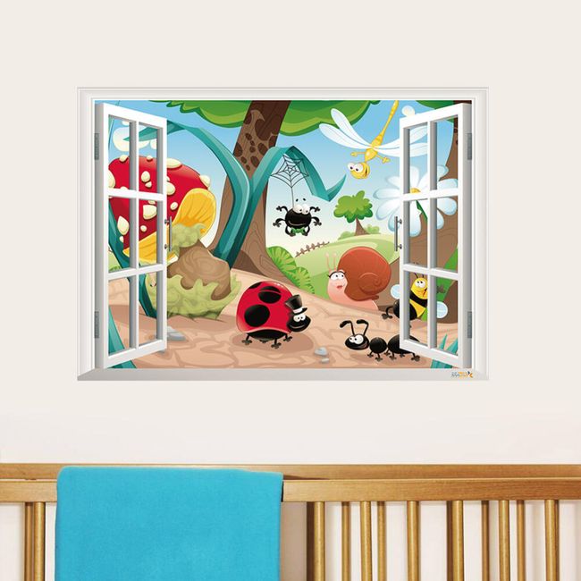 Naklejka 3D na ścianę dla dzieci - Życie na łące 1